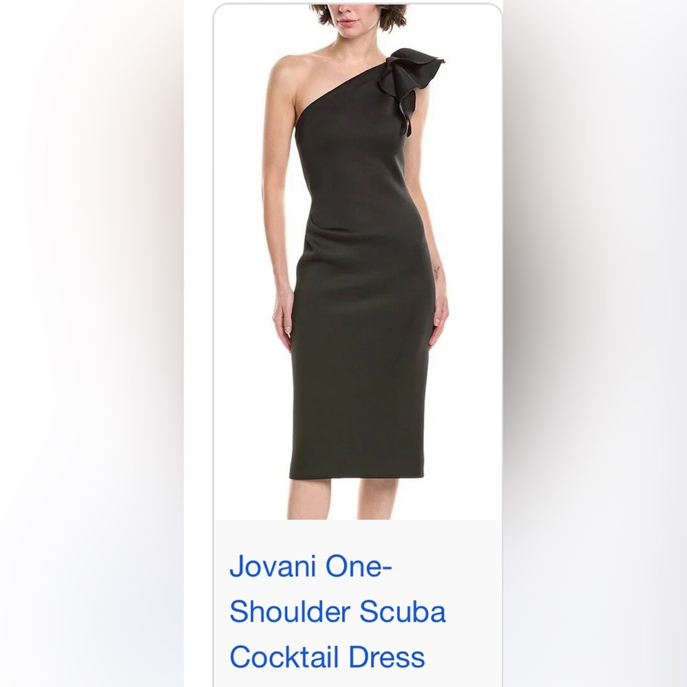 Size 0 Black One Shoulder Scuba Jovani Dress